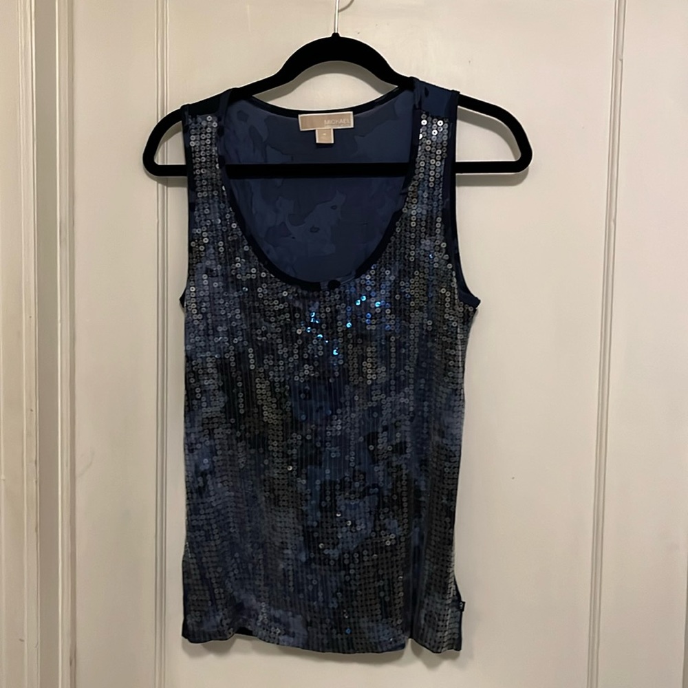 Michael Kors Size M Blue Sequin Tank